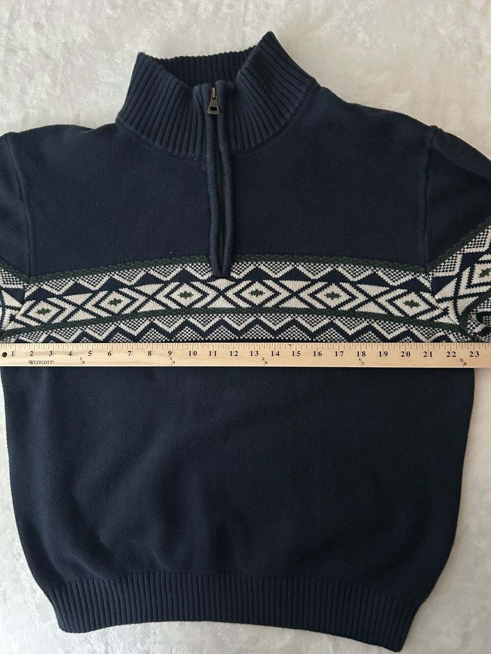 Original Weatherproof Vintage Men's 1/4 Zip Fair Isle Pattern Cotton Pullover - Picture 3 of 5